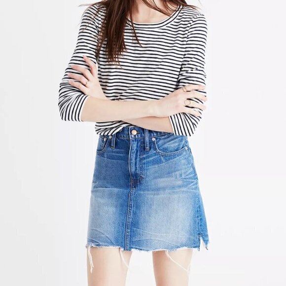 MADEWELL McCarren raw hem denim mini skirt - Picture 3 of 8